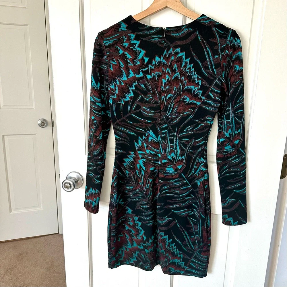 Mara Hoffman Cocktail Dress Herbarium Jacquard Fitted Long Sleeve Size S - Picture 6 of 10